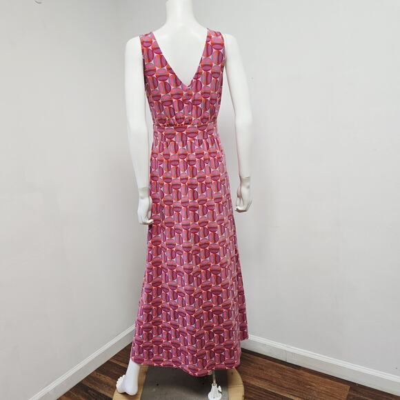 Garnet Hill Maxi Dress Size 6 Sleeveless Crossover Geometric Dots Jersey Womens - Picture 3 of 9